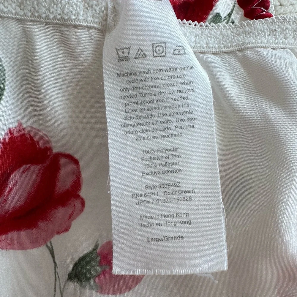 Vintage red rose satin silky 3 piece lingerie set - Picture 11 of 14